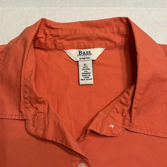 Bass Stretch XL Ladies Princess Seam Button Down 3/4 Sleeve Shirt Pumpkin Color - Picture 3 of 8